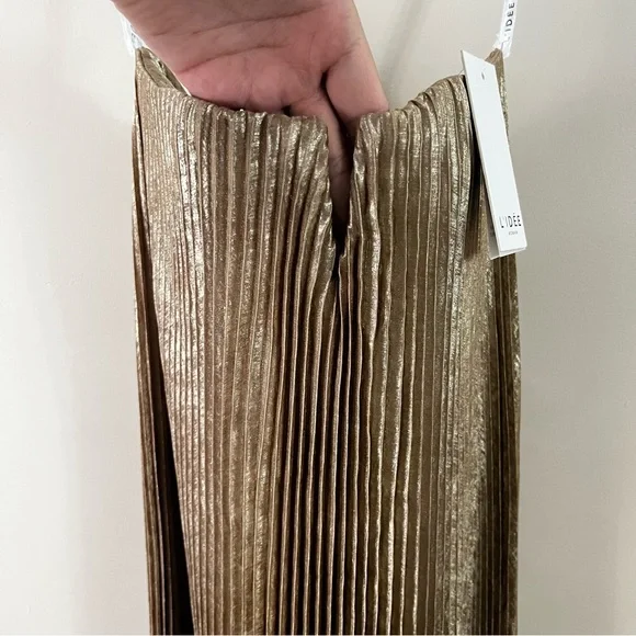 L'IDEE Black Tie Gown Maxi Dress in Gold Shimmer Size US 2 NEW! New with tags! - Picture 7 of 13